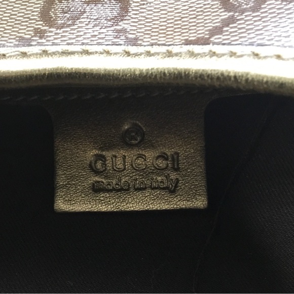 Gucci Gold and Brown Monogram Shoulder Bag shiny glaze 100% authentic - Picture 7 of 9